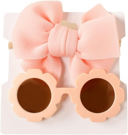 Palarii si Ochelari de Soare - Set Ochelari si Bentita pentru Fetite, Marime Universala - Roz
