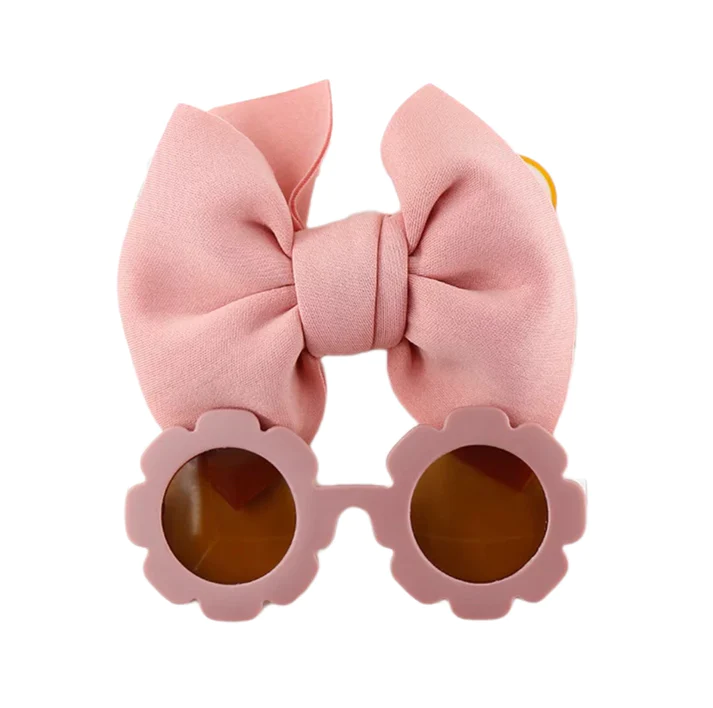 Palarii si Ochelari de Soare - Set Ochelari si Bentita pentru Fetite, Marime Universala - Roz Pudra