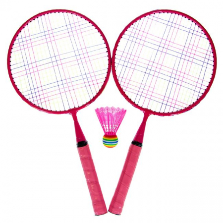 Set Rachete Badminton Plastic Roz cu Minge 46 cm - 3 buc [0]