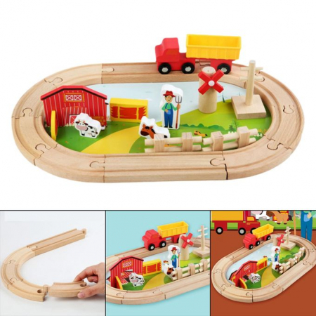 Set Trenulet Educational cu Cale Ferata din Lemn - Ferma [4]