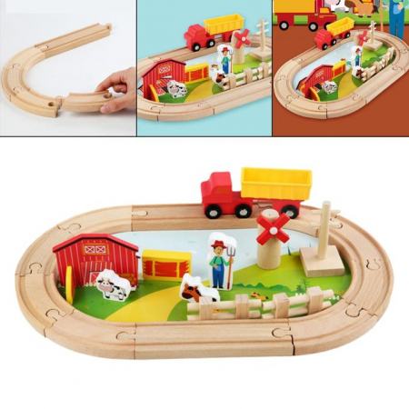 Set Trenulet Educational cu Cale Ferata din Lemn - Ferma [5]