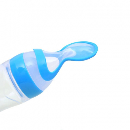 Sticla din Silicon pentru Bebe cu Lingurita - Verde [5]