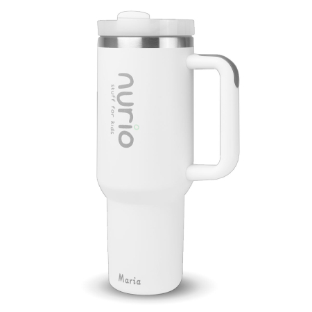 Termosuri si Sticlute - Sticla Termica Din Inox Cu Pai si Maner  Nurio-Alb
