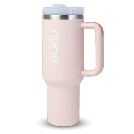 Termosuri si Sticlute - Sticla Termica Din Inox Cu Pai si Maner  Nurio- Roz  Pal