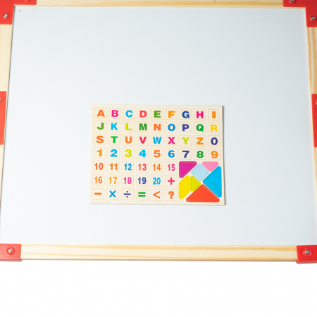 Tabla magnetica multifunctionala din lemn cu ceas, abac si alfabet [4]