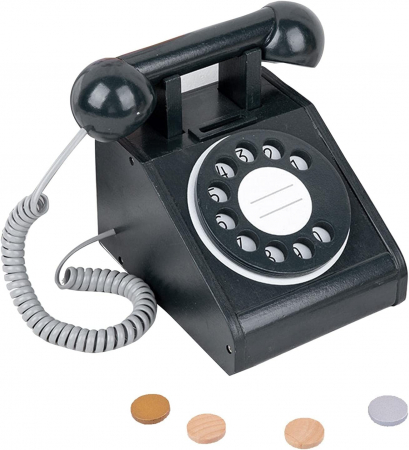Jocuri Interactive - Telefon din Lemn - Negru