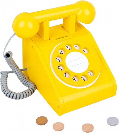 Jocuri Interactive - Telefon din Lemn - Galben