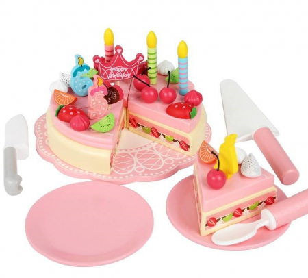Montessori - Tort aniversar din lemn cu accesorii in cutie Montessori