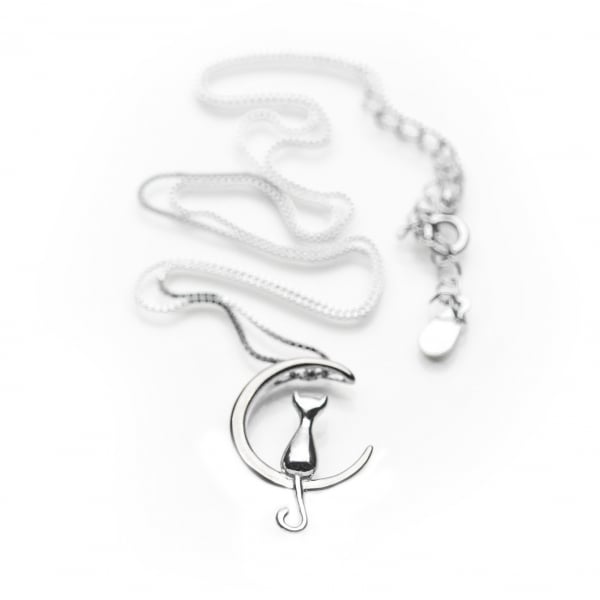 Colier Moon Cat Argint 925 placat aur alb [4]