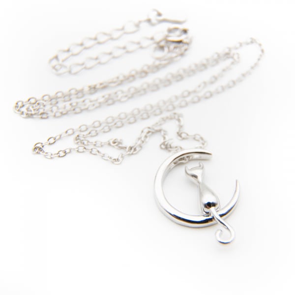 Colier Moon Cat Argint 925 placat aur alb [2]