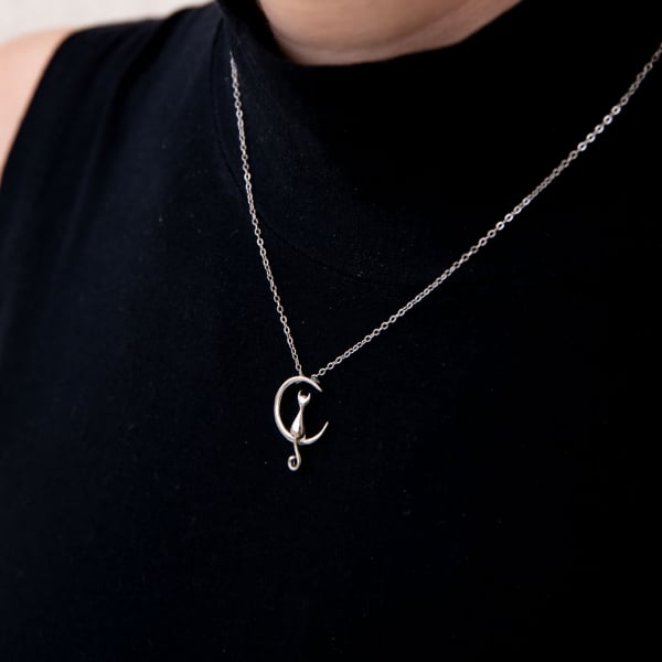 Colier Moon Cat Argint 925 placat aur alb [1]