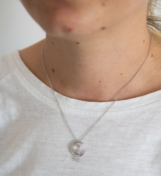 Colier Moon Cat Argint 925 placat aur alb [12]