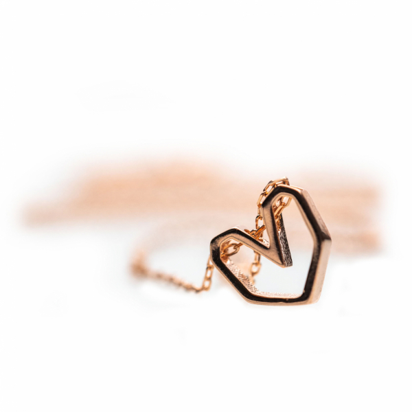 Colier Pink Heart - Argint 925 placat cu Aur Roz [8]