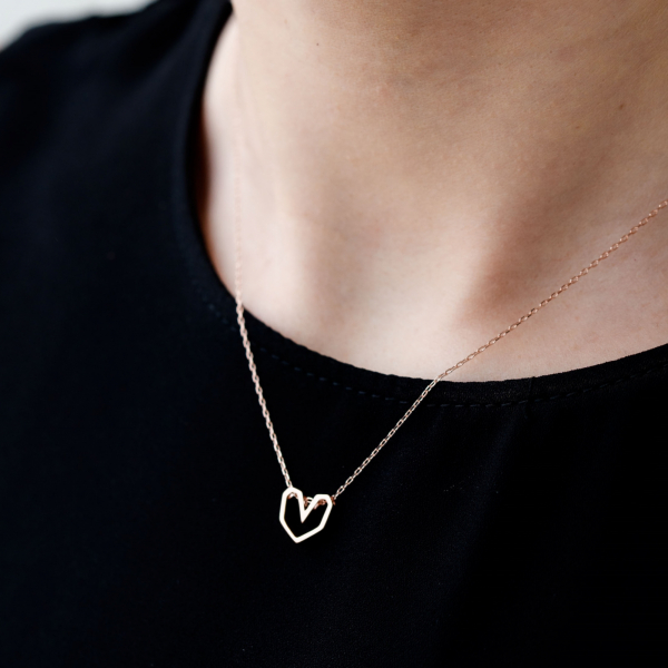 Colier Pink Heart - Argint 925 placat cu Aur Roz [6]