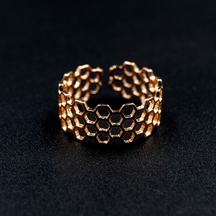 Inel Honeycomb Argint 925 - Roz [3]