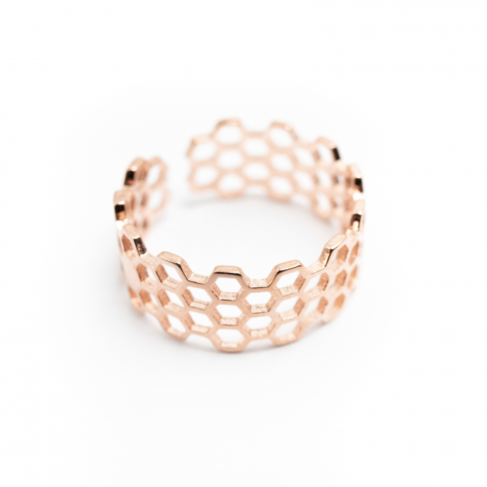 Inel Honeycomb Argint 925 - Roz [5]
