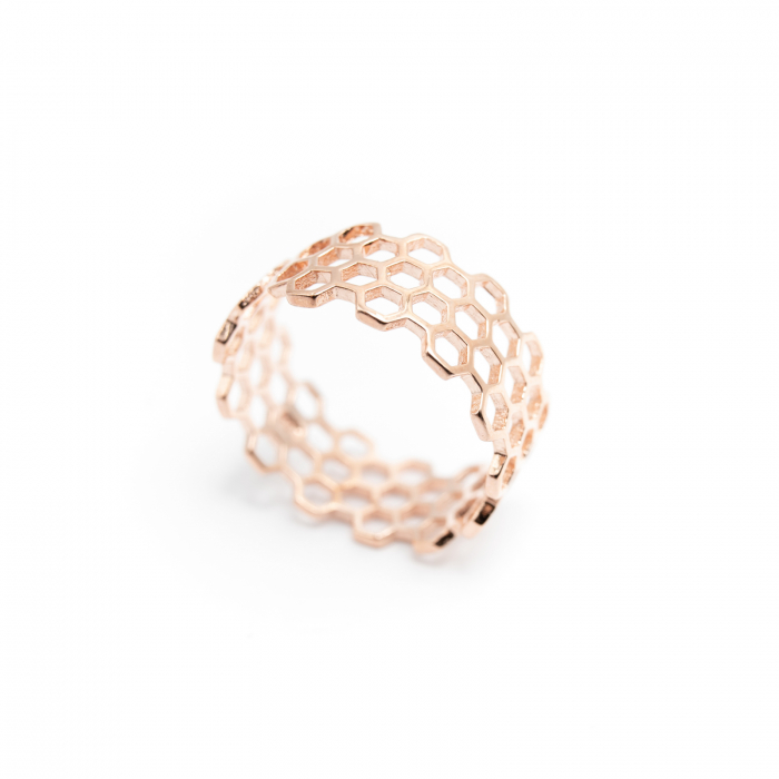 Inel Honeycomb Argint 925 - Roz [4]