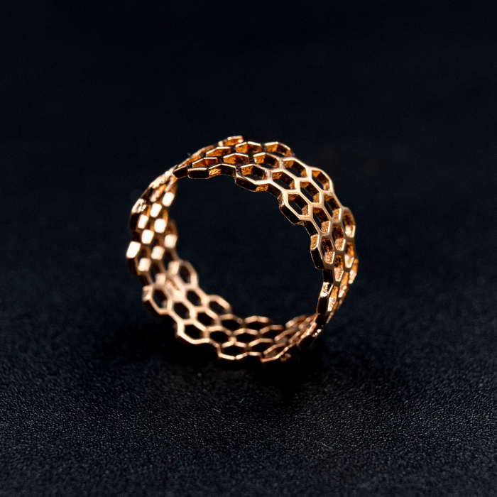 Inel Honeycomb Argint 925 - Roz [1]