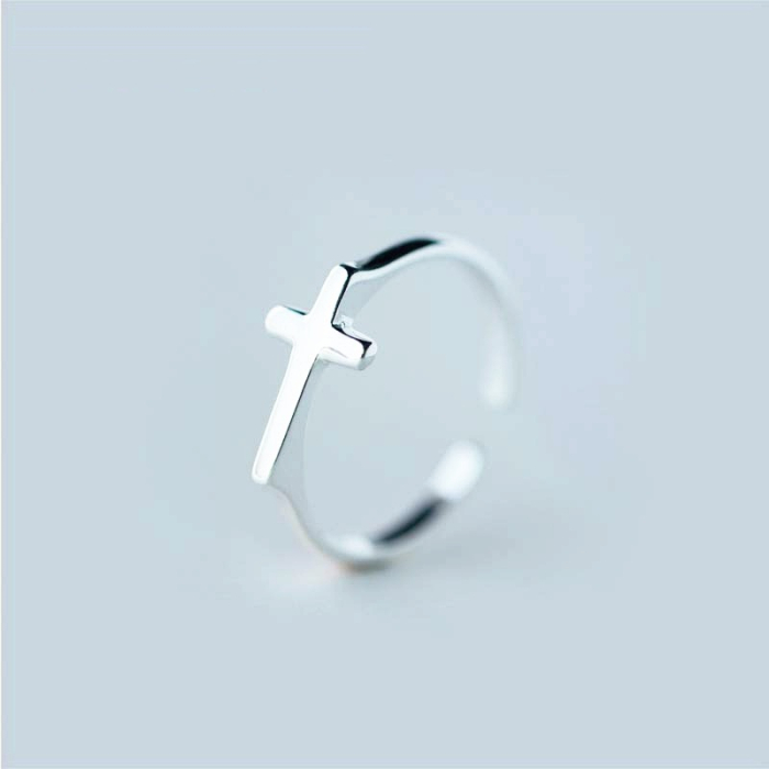 Inel Little Cross Argint 925 Reglabil Cruce Delicata Minimalist Credinta Bijuterie Femei [6]