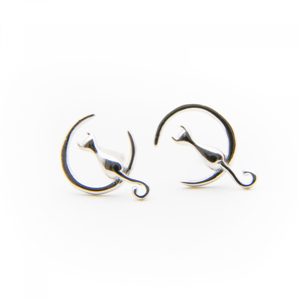 Set Cercei Moon Cat Argint 925 placat aur alb [5]