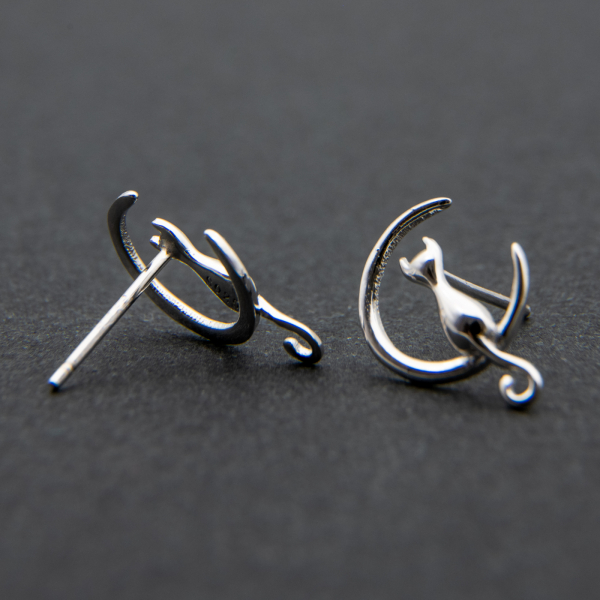Set Cercei Moon Cat Argint 925 placat aur alb [3]