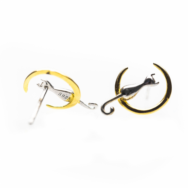 Set Cercei Moon Cat Argint 925 placat aur galben [12]