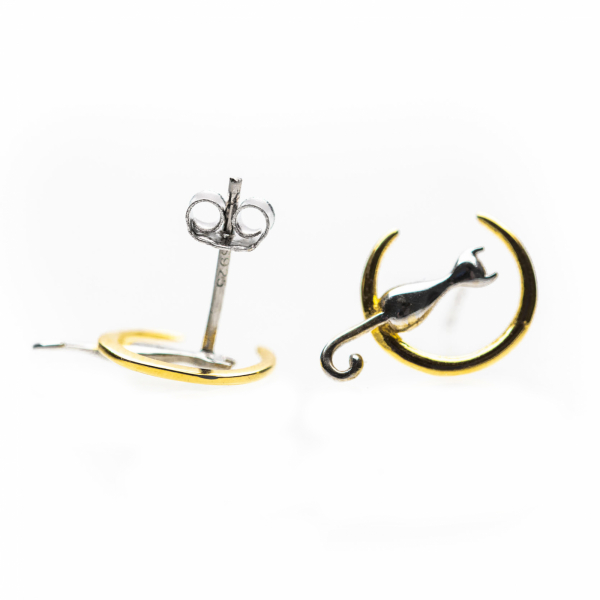Set Cercei Moon Cat Argint 925 placat aur galben [13]