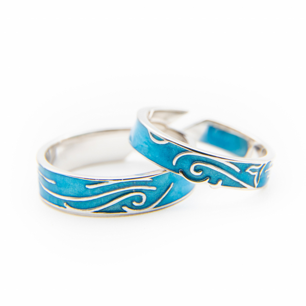 Set Inele Argint 925, MERMAID & SEA WAVES ' Aquamarine ' [6]