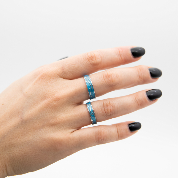 Set Inele Argint 925, MERMAID & SEA WAVES ' Aquamarine ' [7]