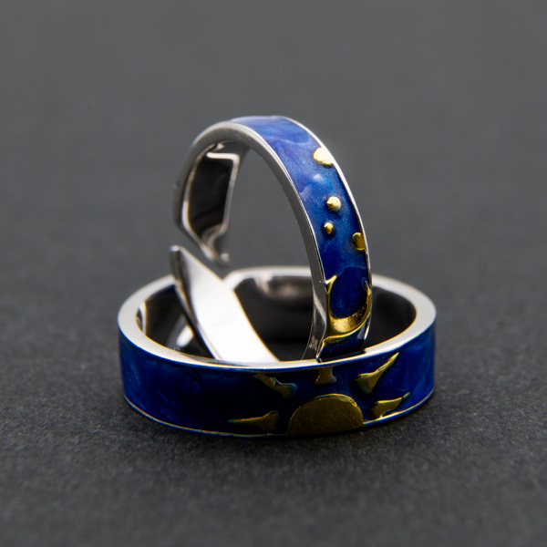 Set Inele Argint 925, Sun & Moon - Colectia Van Gogh ' Soarele & Luna ' [3]