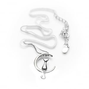 Colier Moon Cat Argint 925 placat aur alb [3]