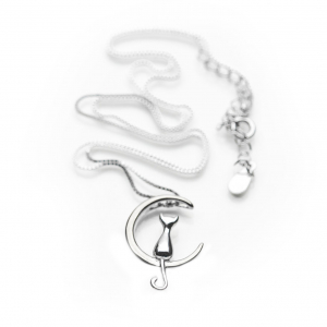 Colier Moon Cat Argint 925 placat aur alb [7]