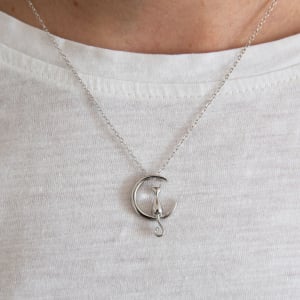 Colier Moon Cat Argint 925 placat aur alb [5]