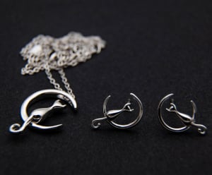 Colier Moon Cat Argint 925 placat aur alb [12]