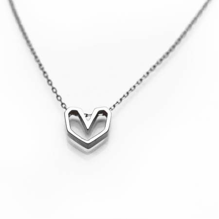 Coliere - Colier Silver Heart - Argint 925 placat cu Aur Alb