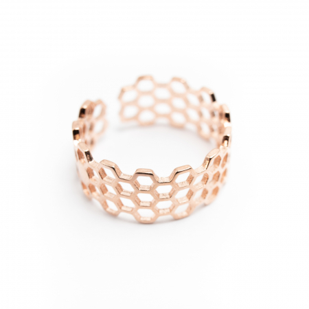 Inel Honeycomb Argint 925 - Roz [4]