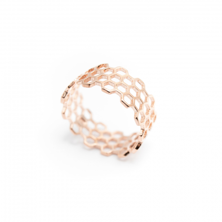 Inel Honeycomb Argint 925 - Roz [3]