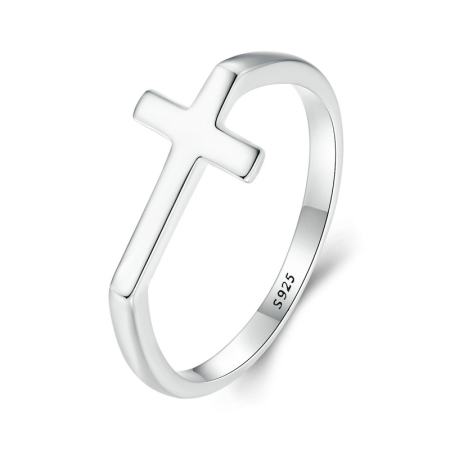 Inele - Inel Little Cross Argint 925 Reglabil Cruce Delicata Minimalist Credinta Bijuterie Femei