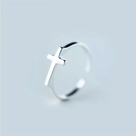 Inel Little Cross Argint 925 Reglabil Cruce Delicata Minimalist Credinta Bijuterie Femei [5]