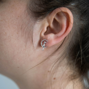 Set Cercei Moon Cat Argint 925 placat aur alb [3]