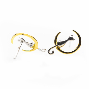 Set Cercei Moon Cat Argint 925 placat aur galben [3]