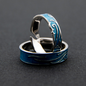 Set Inele Argint 925, MERMAID & SEA WAVES ' Aquamarine ' [7]