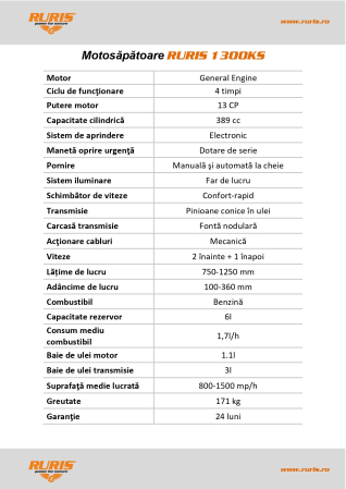 Motosapatoare profesionala Ruris 1300KS + accesorii incluse [6]