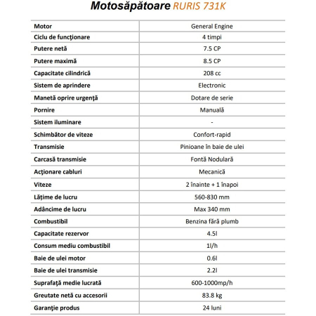 Motosapatoare RURIS 731ACC3 profesionala + accesorii incluse [3]