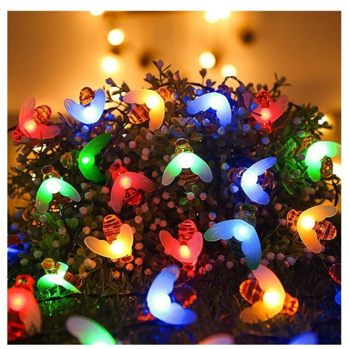 Instalatie solara liniara tip snur 6.5m cu 50 LED-uri Albine Multicolor [4]