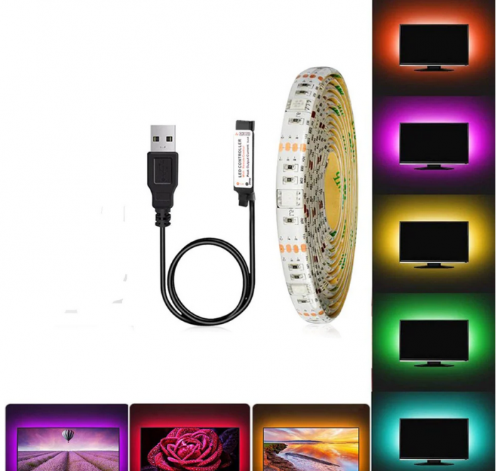 Banda pentru iluminare fundal TV USB, LED Ambilight, cu telecomanda si alimentare [5]