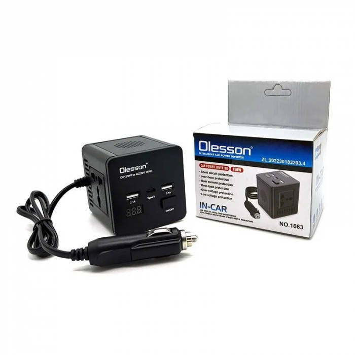Invertor auto Olesson 12V-24V la 220V cu putere 150 W si 2 porturi USB [2]