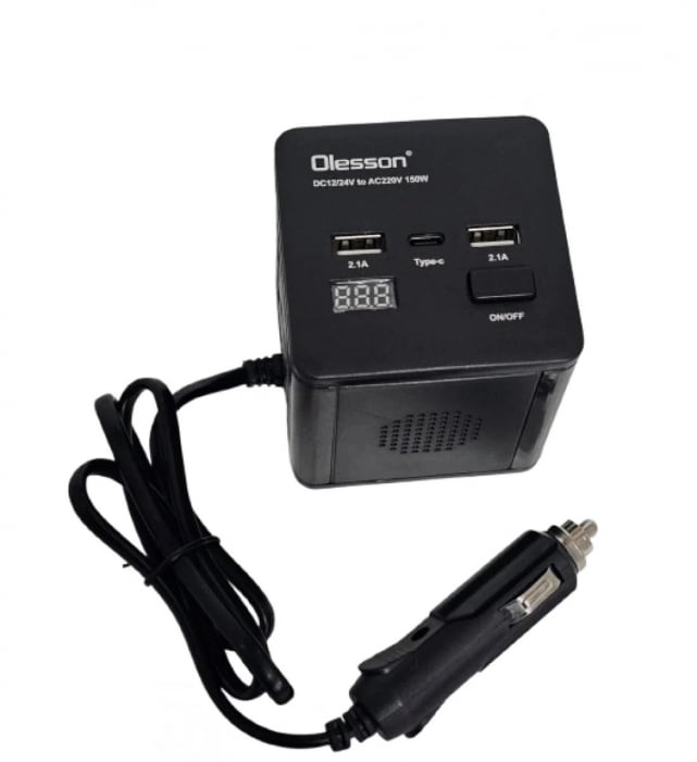 Invertor auto Olesson 12V-24V la 220V cu putere 150 W si 2 porturi USB [3]