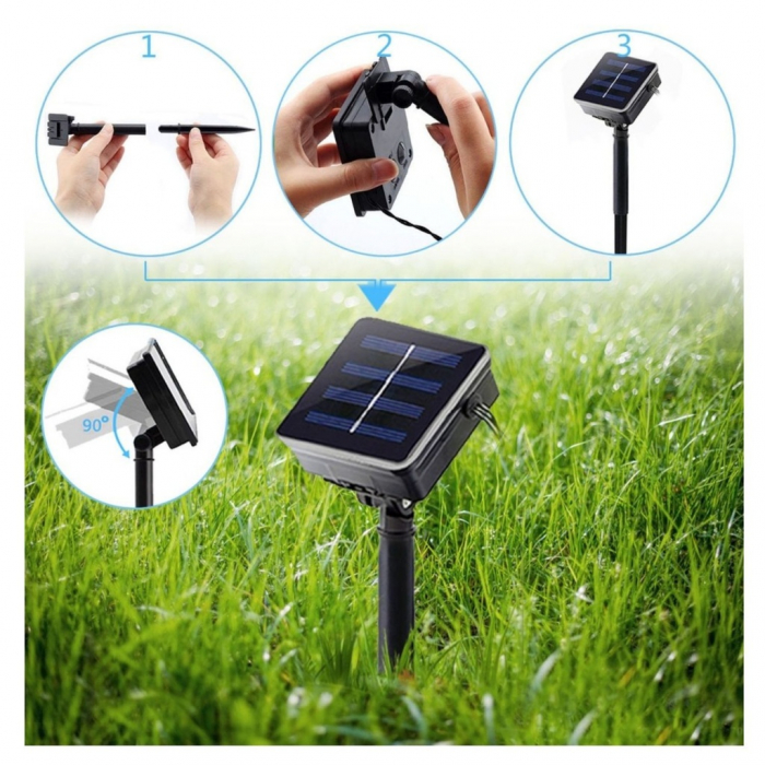 Instalatie solara liniara tip snur 6.5m cu 50 LED-uri Albine Multicolor [2]