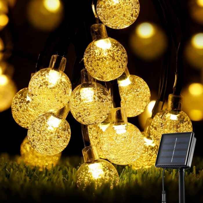 Ghirlanda luminoasa solara pentru gradina cu 50 LED,alb lumina calda [6]